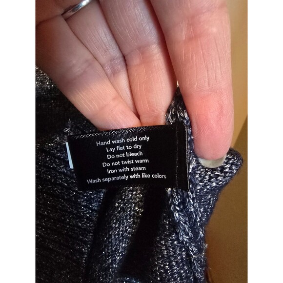 Boston Proper faux fur cuffed sweater in shiny blue size medium - Picture 6 of 8